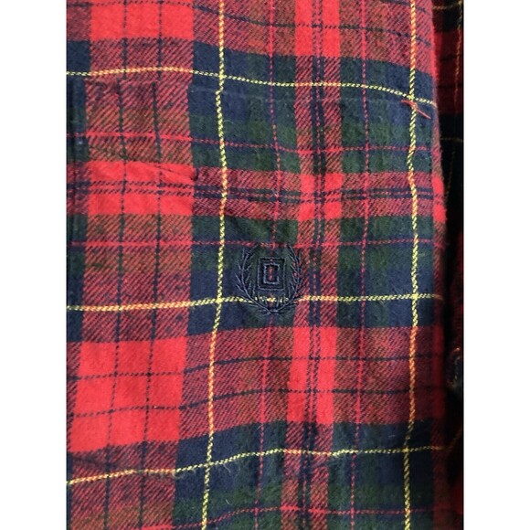 Chaps Ralph Lauren Men's Flannel Button Up Shirt XL Red Plaid Crest - Picture 3 of 12